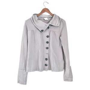 ❤️5/$25 Michael Stars Asymmetric Button Front Cotton Sweater Light Gray Medium